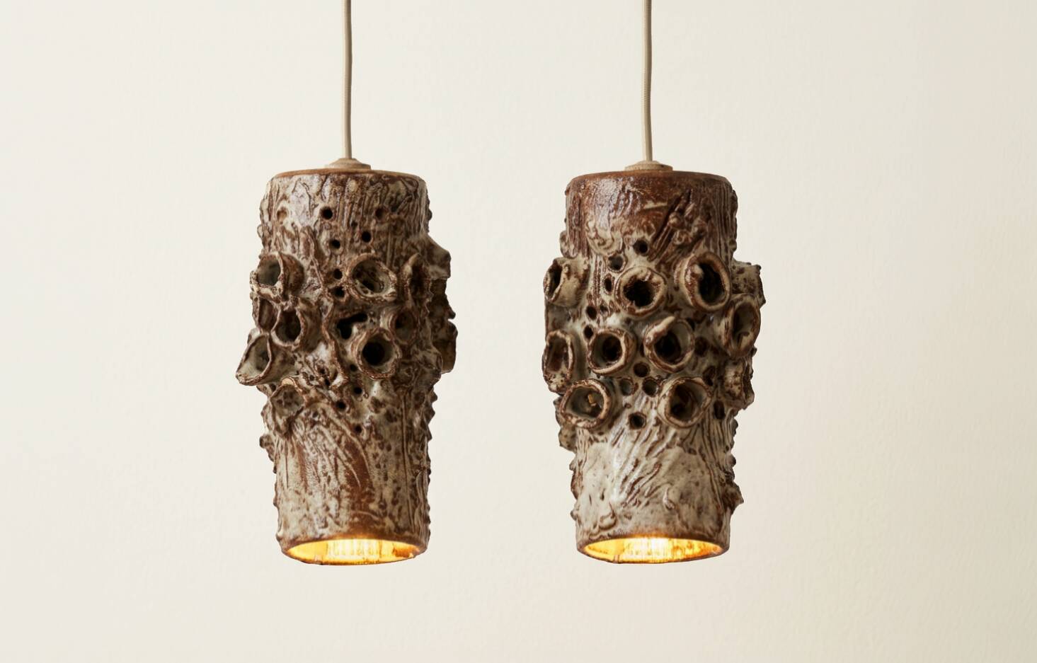 Pair of ceramic pendants by Bodil Marie Nielsen, Denmark, 1950s