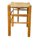 Wooden and straw stool