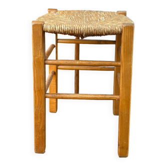 Wooden and straw stool
