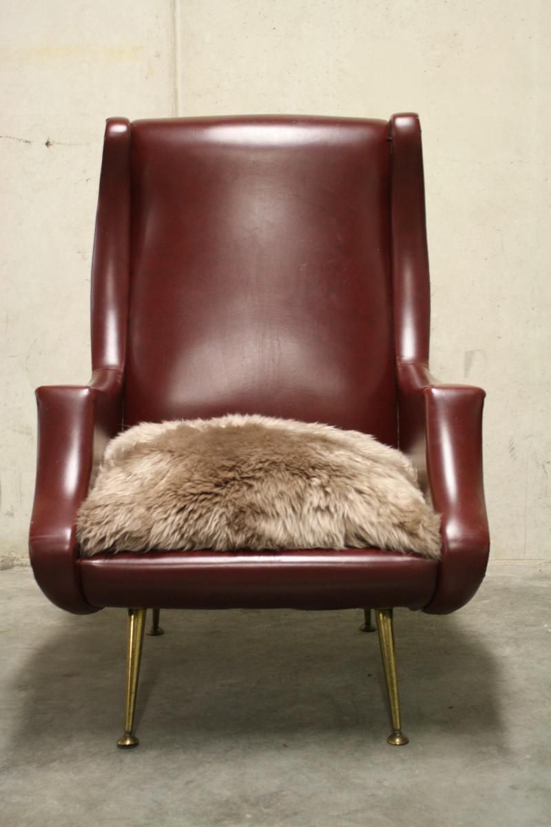 Pair of armchairs vintage with feet brass Italy 1960 s