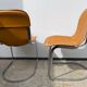 Lot 4 Italian chairs, Cidue camel leather and chrome 1970