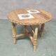 Round coffee table in japanese ceramic bamboo rattan 1960