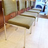 4 Kvadrat khaki and chrome chairs, 1970