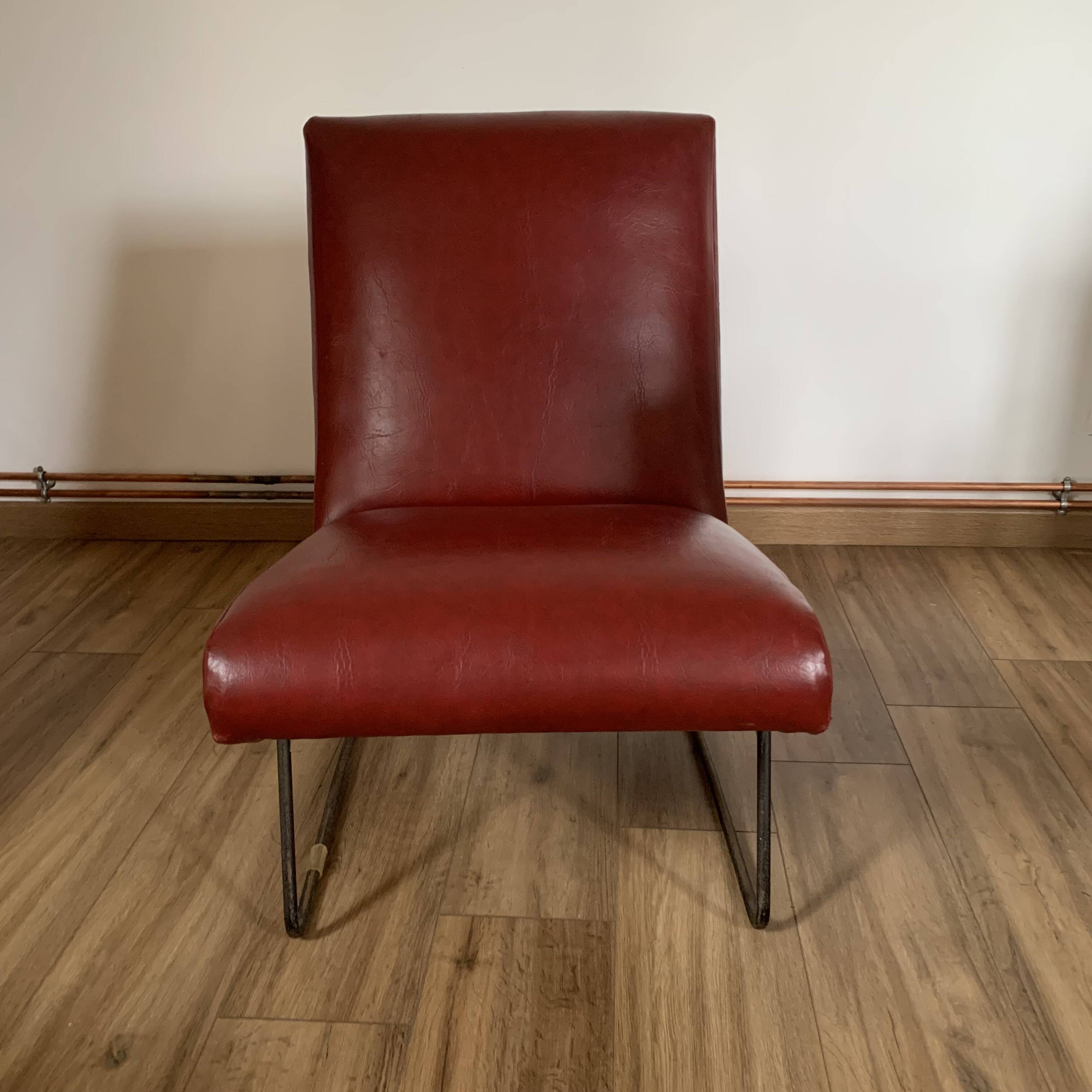 Pair of vintage burgundy red armchairs