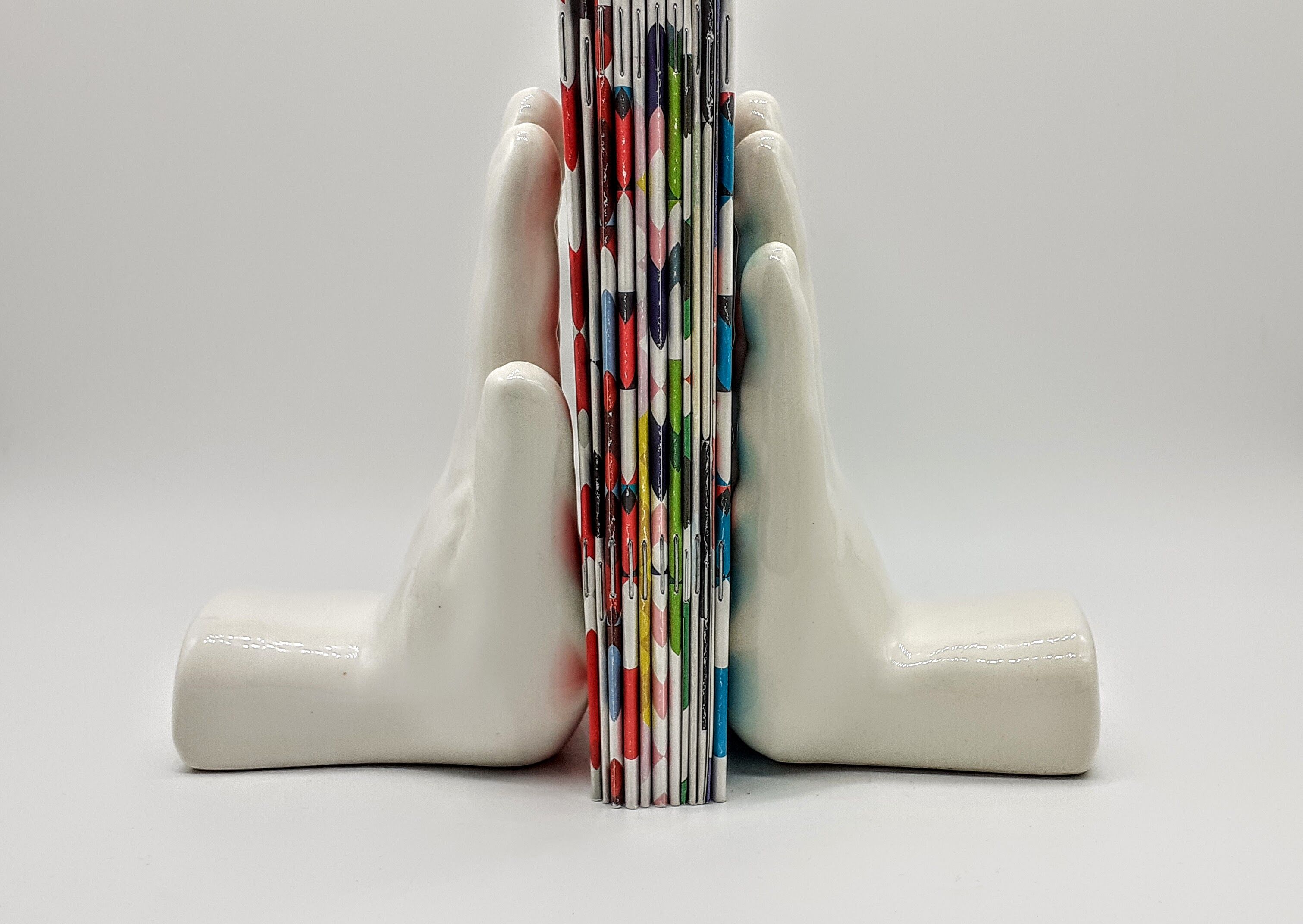 White ceramic bookends, 1980