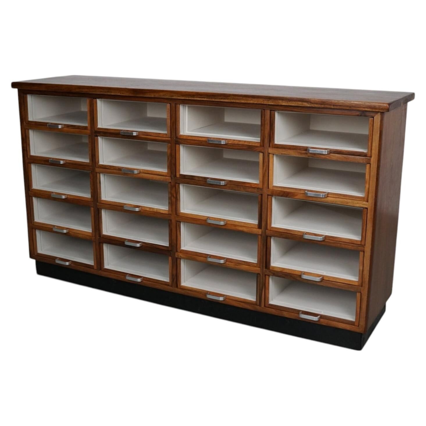 Vintage Dutch Walnut Haberdashery Shop Cabinet / Vitrine, 1950s