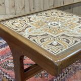 English teak coffee table with glass and tiled top - 1970s work
