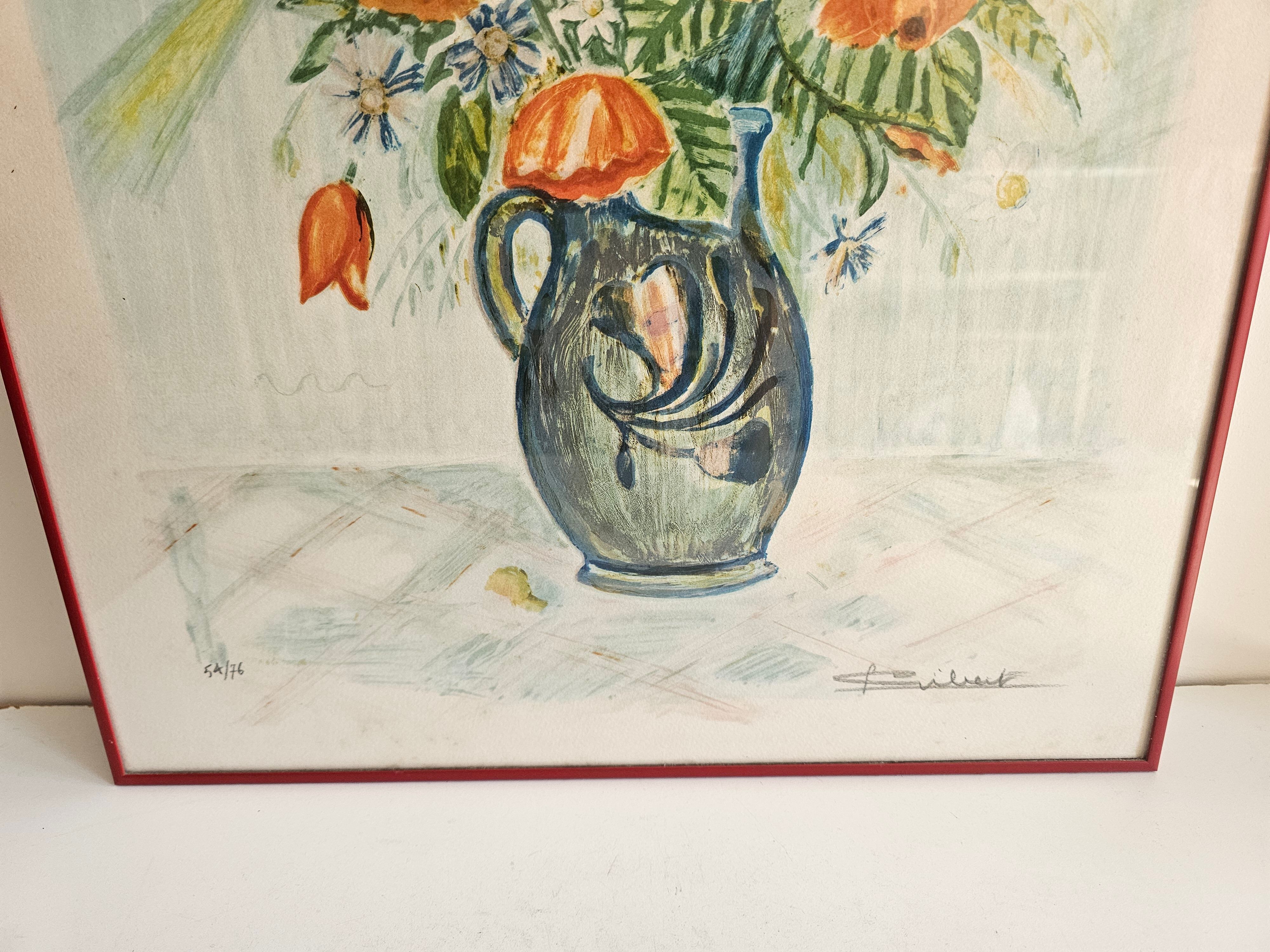 Tableau test in colours Still life with wildflowers - Lucien Gibert