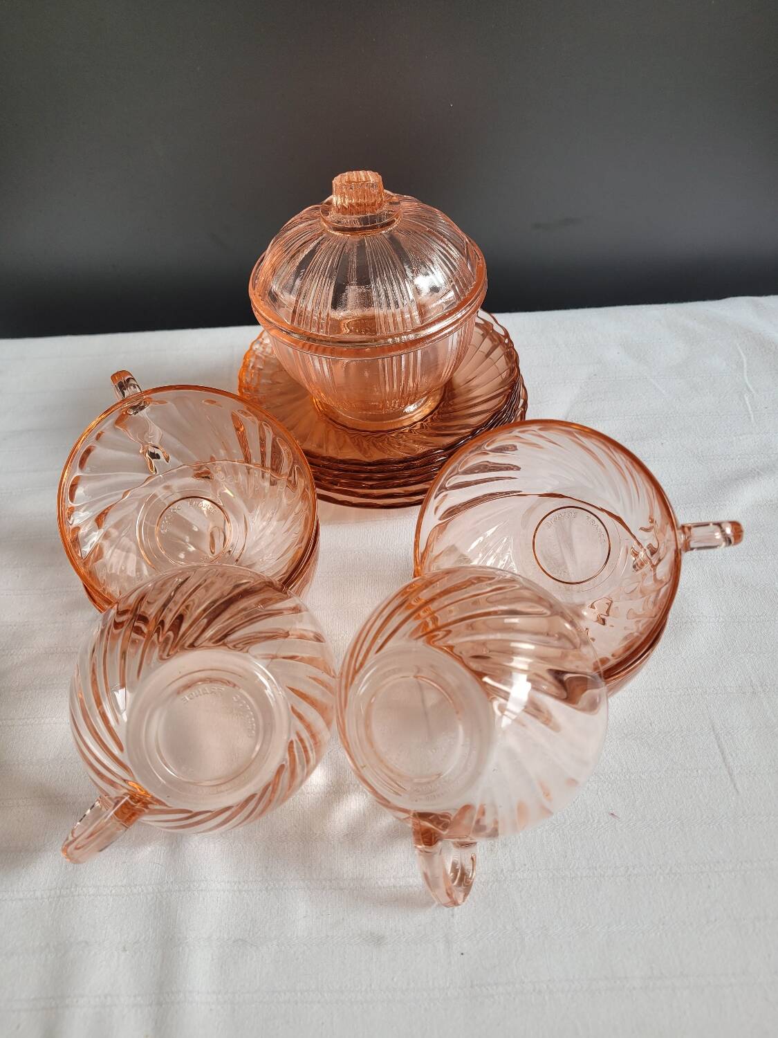 Rosaline cups and sugar bowl