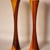 Pair of Scandinavian candleholders in wood, Denmark, 1980s