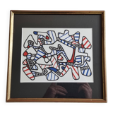 Silkscreen print after Jean Dubuffet, framed, 1970s, 28 x 27 cm