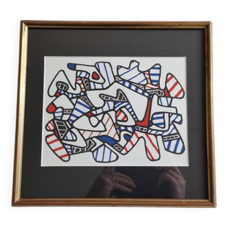 Silkscreen print after Jean Dubuffet, framed, 1970s, 28 x 27 cm