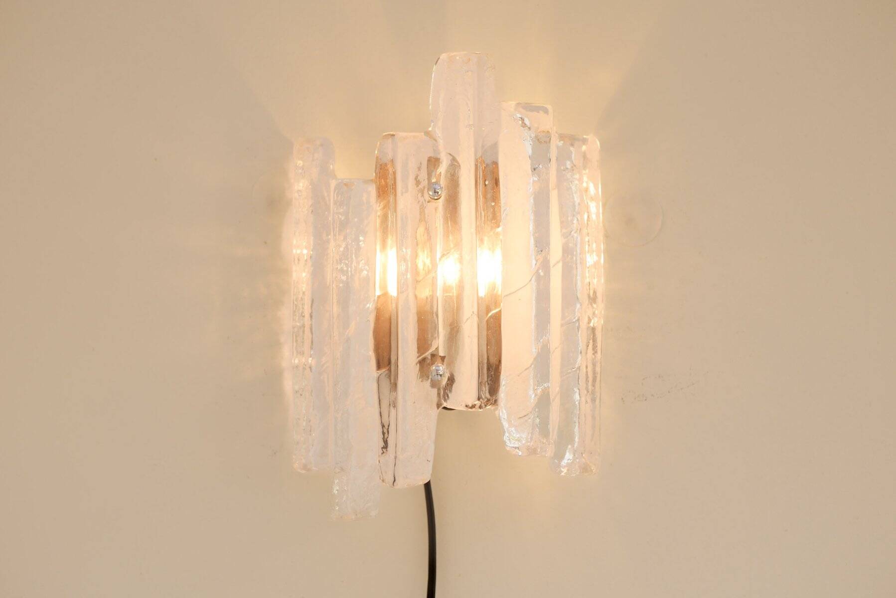 German glass wall sconce from Fischer Leuchten, 1970s