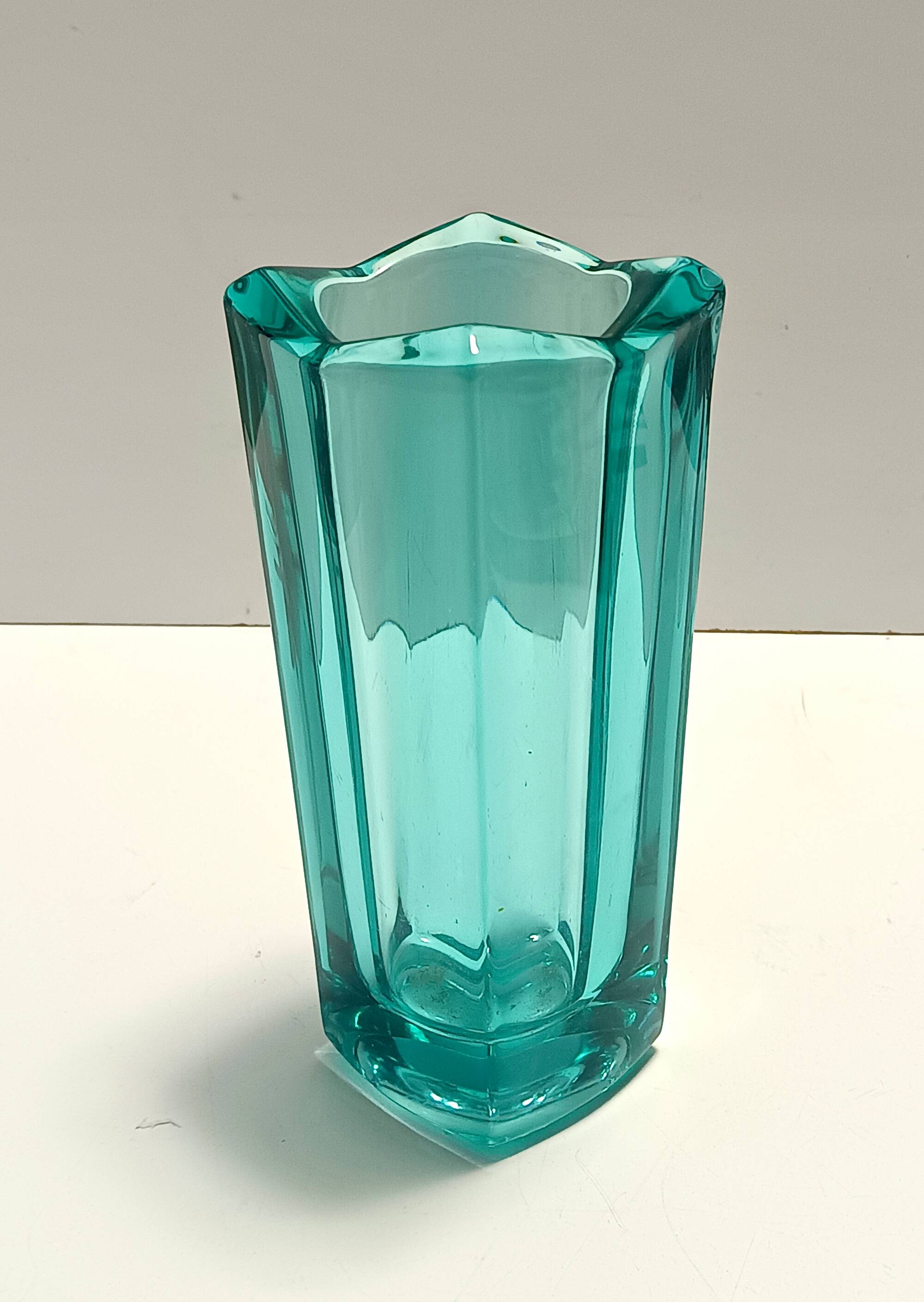 Postmodern Thick Teal Blown Glass Vase #472 by Jiri Zejmon, Czech Republic