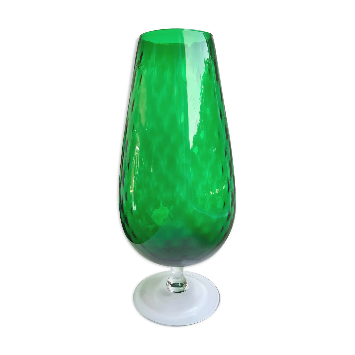 Vase in green Italian glass  70s