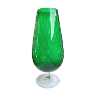 Vase in green Italian glass  70s