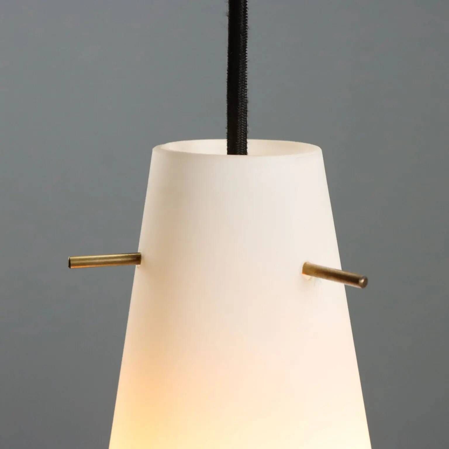 Vintage metal and opaline glass lamps, Italian design, 1960s.