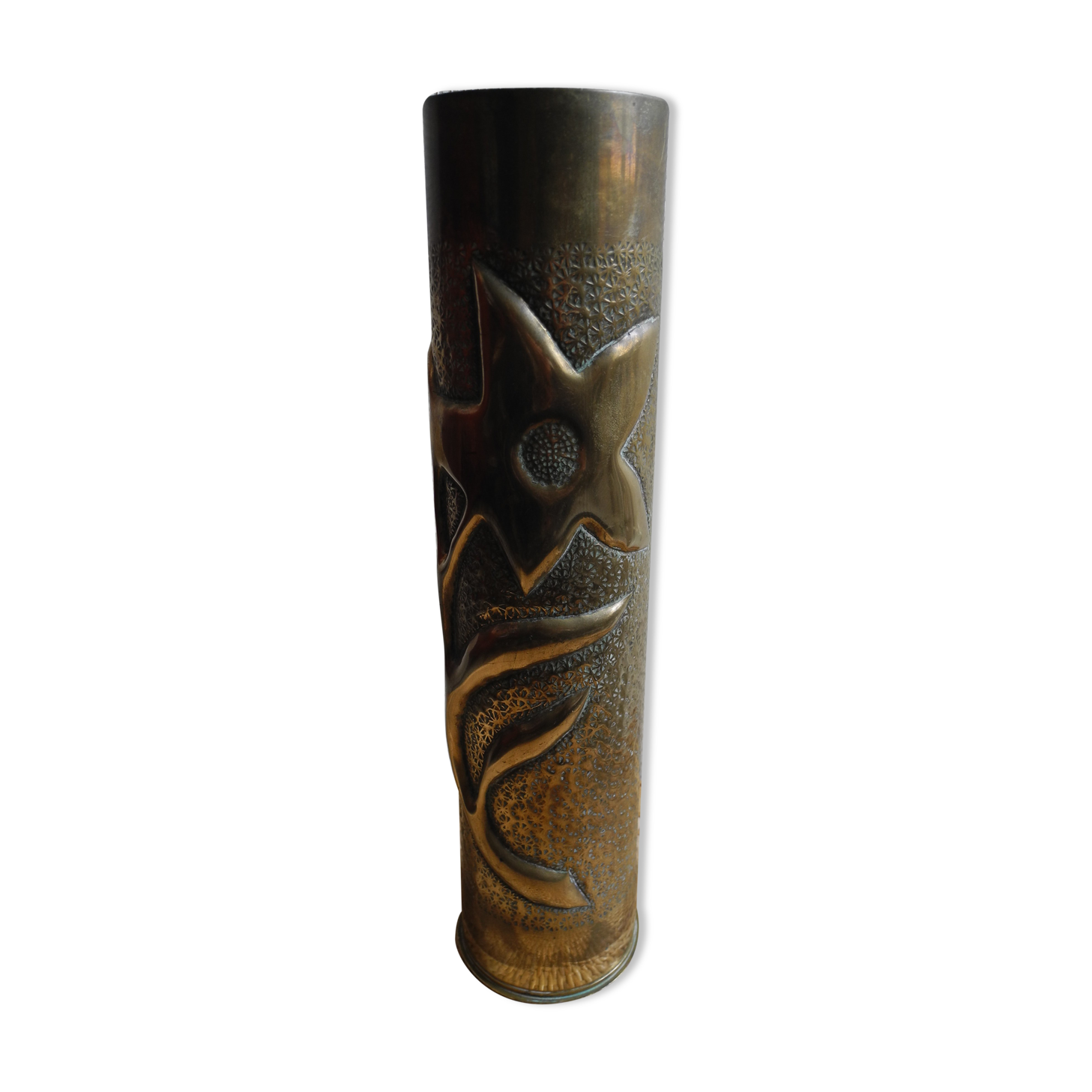 Brass vase socket engraved art trenches