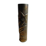 Brass vase socket engraved art trenches
