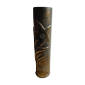 Brass vase socket engraved art trenches