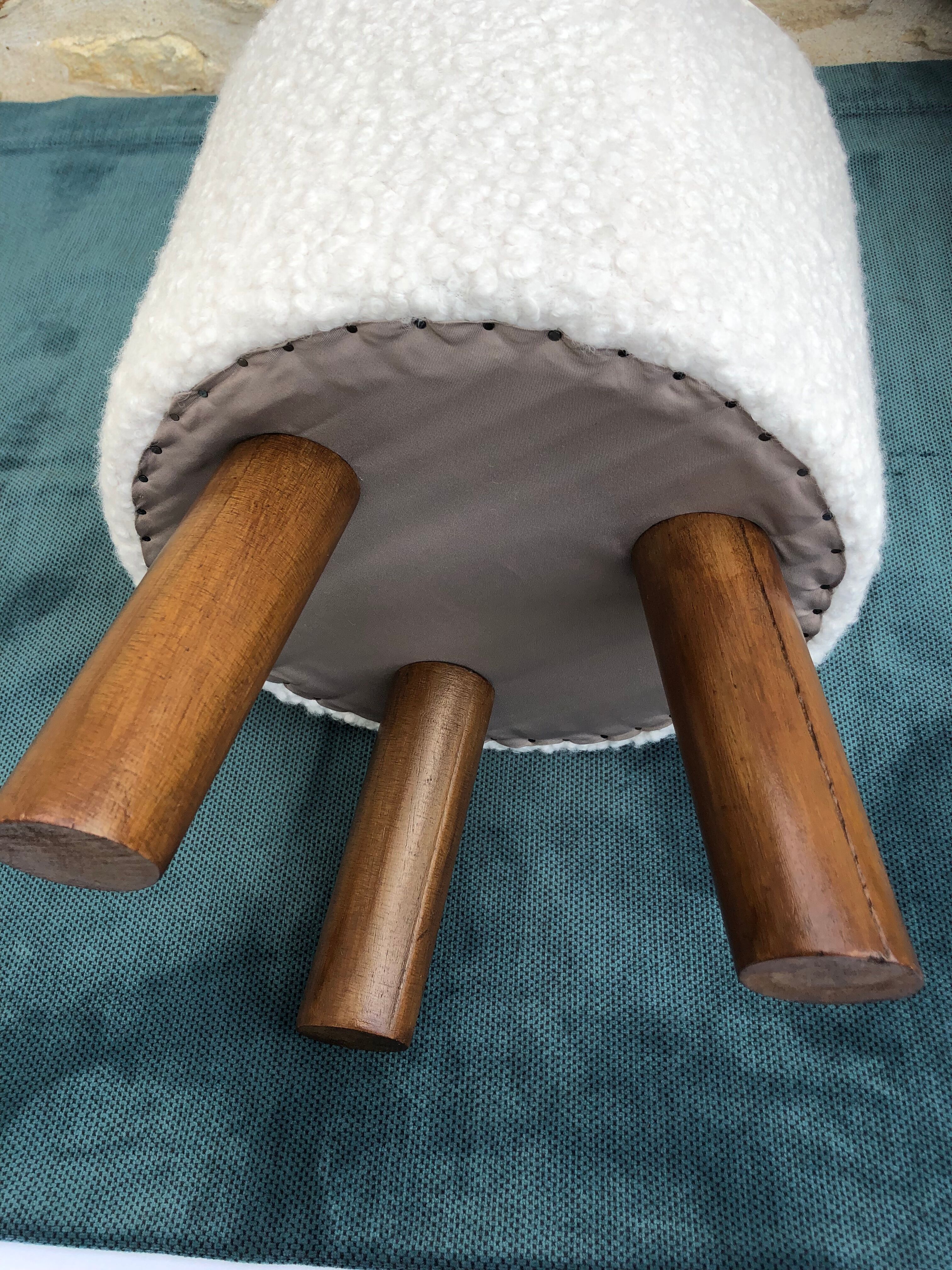 Round pouf retro loop ecru