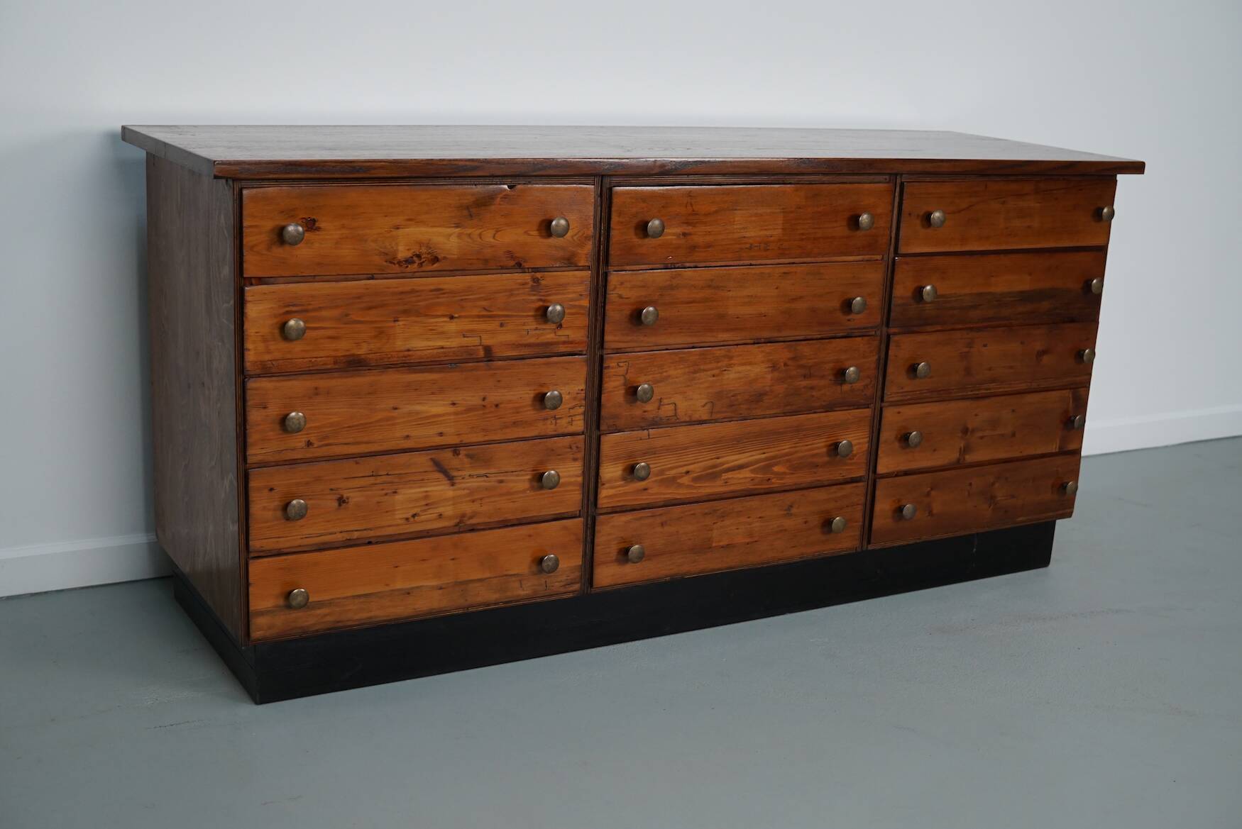 Vintage German pine & oak apothecary cabinet, 1950s