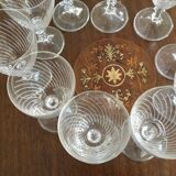 Set of 10 engraved crystal aperitif glasses