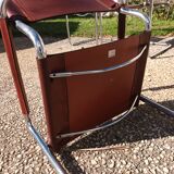 Set of 6 brown leather armchairs