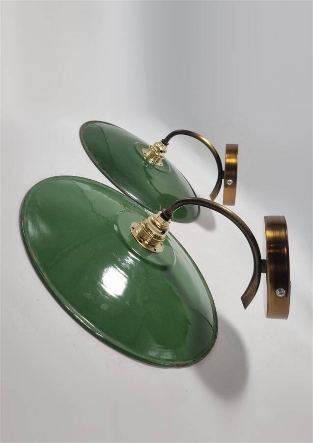 Pair of enameled sheet metal wall lights