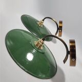 Pair of enameled sheet metal wall lights