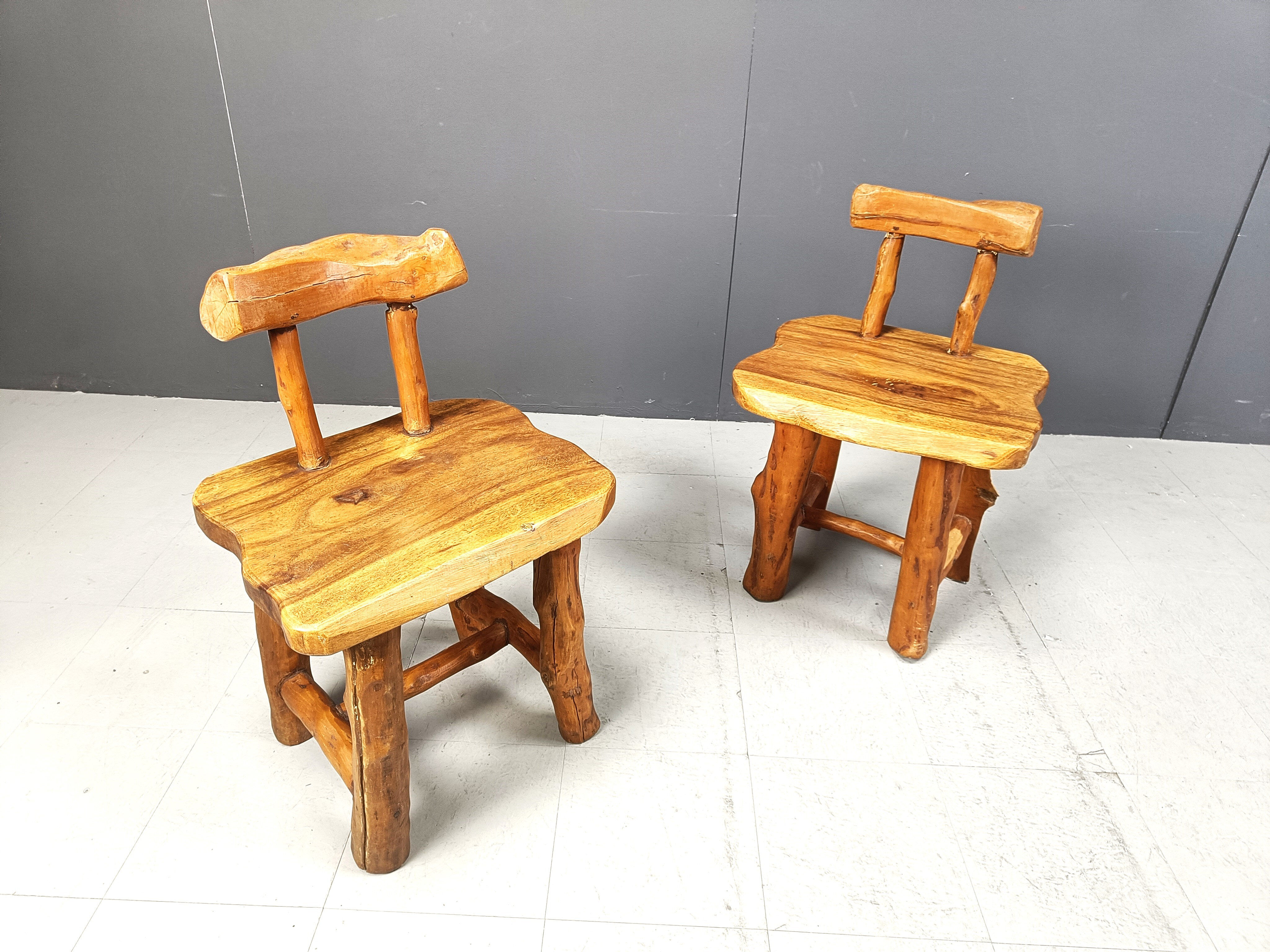 Set of 6 sculptural brutalist dining chairs, 1960s