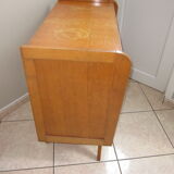 Vintage wood and rattan dresser