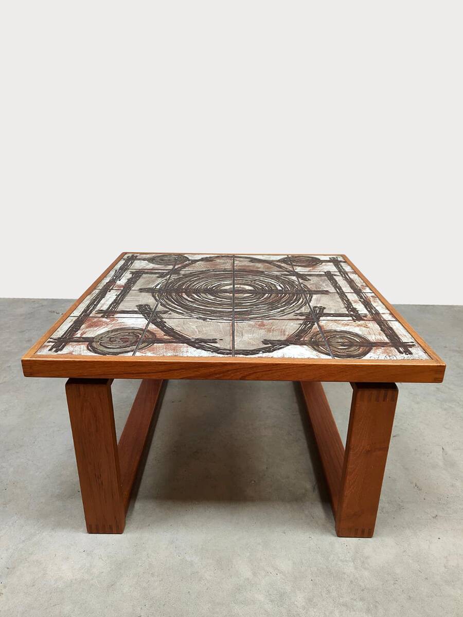 Vintage Danish ceramic teak side table Ox-Art Trioh 'Square'