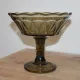 Vintage smoked glass footed bowl – Scalloped edge compote – Ø 23 cm