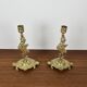 Pair of antique heron candlesticks in gilded brass – Orientalist Art Deco style