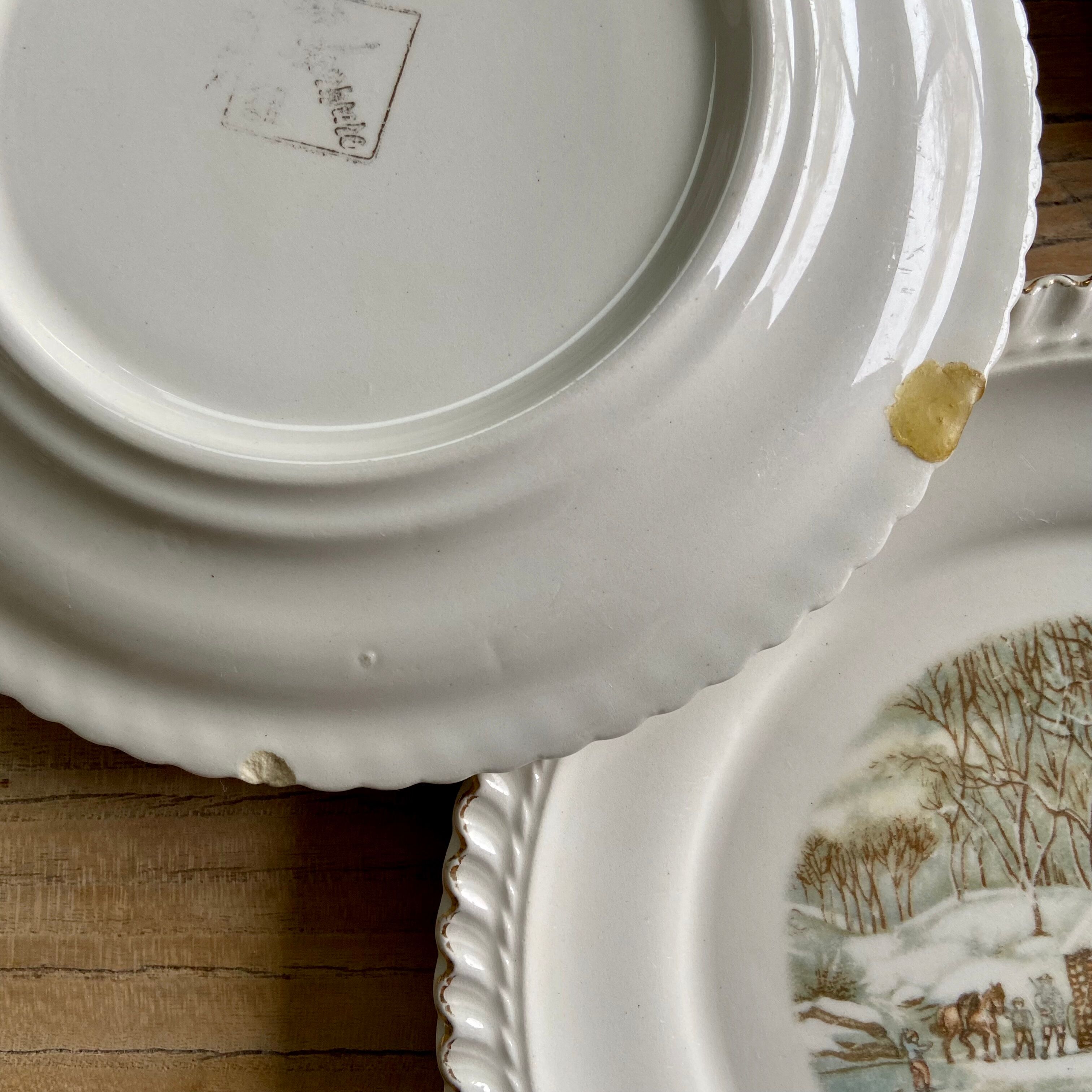 6 dessert plates and cake dish Harkerware USA