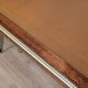Antique Louis XVI style vintage desk, leather, brass, cherry wood