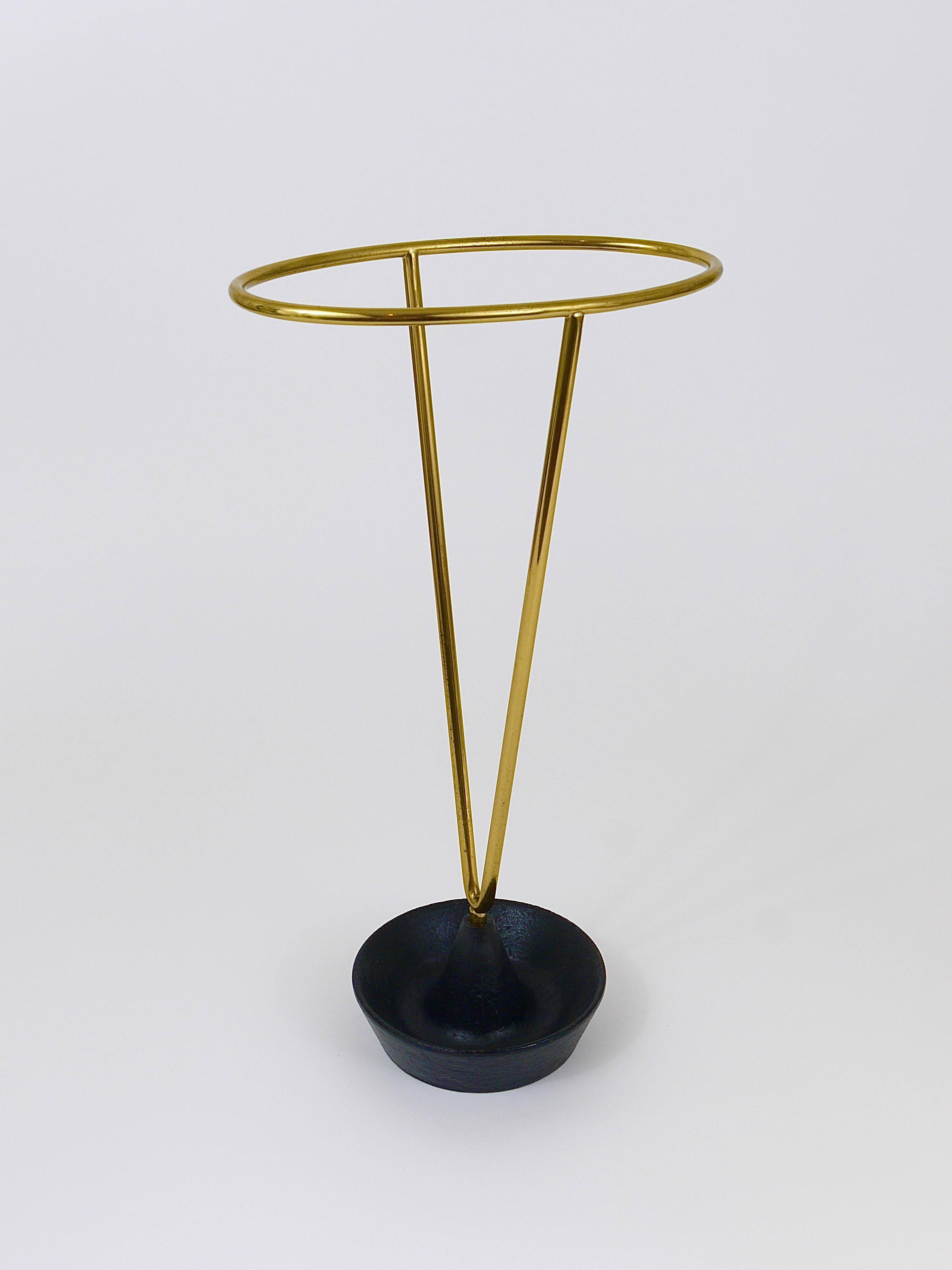 Carl Auböck Umbrella Stand in Brass and Cast Iron, Mid-Century, Austria, 1950s