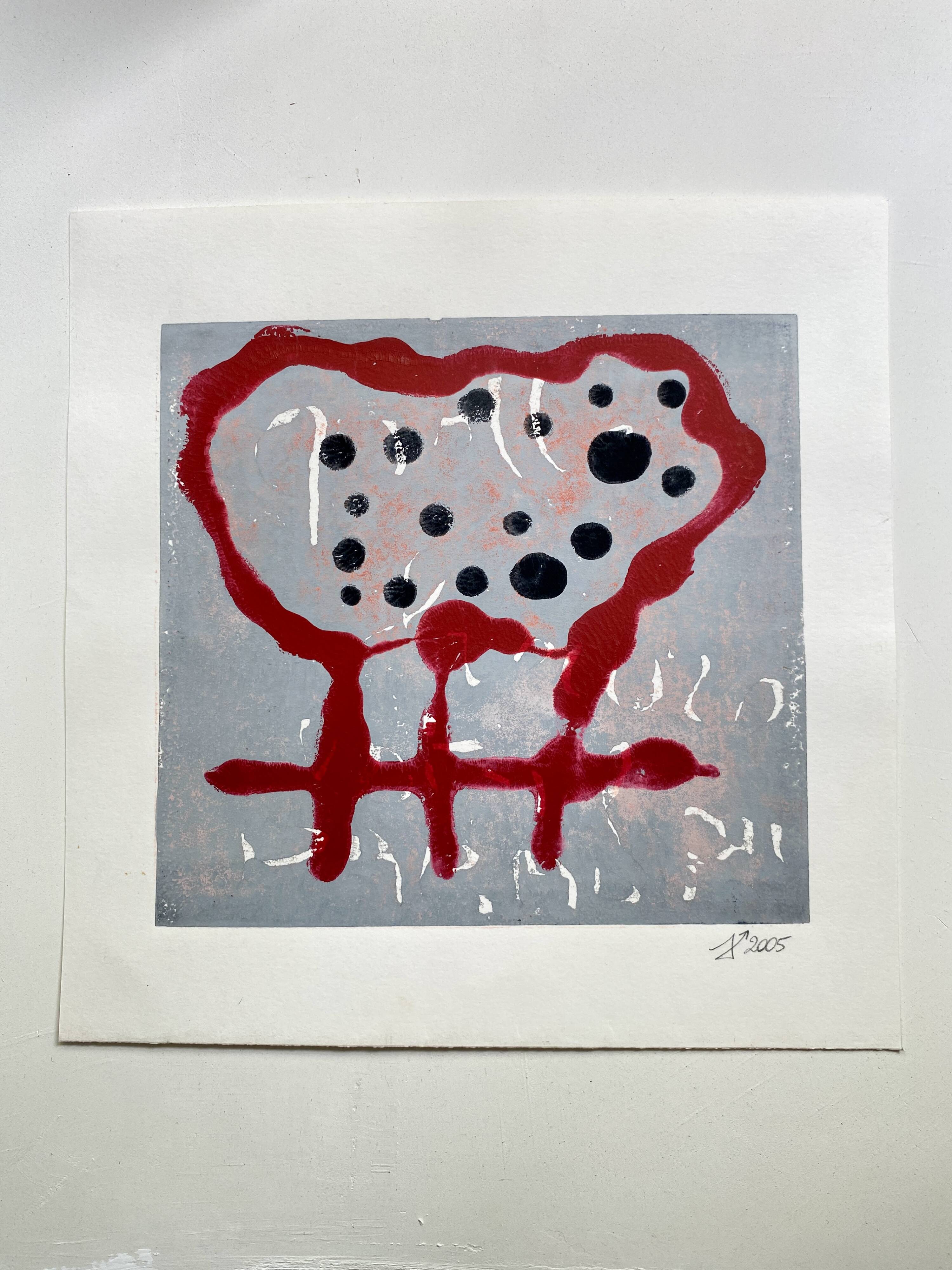 Screen printing and glazed gilded wood frame