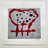 Screen printing and glazed gilded wood frame