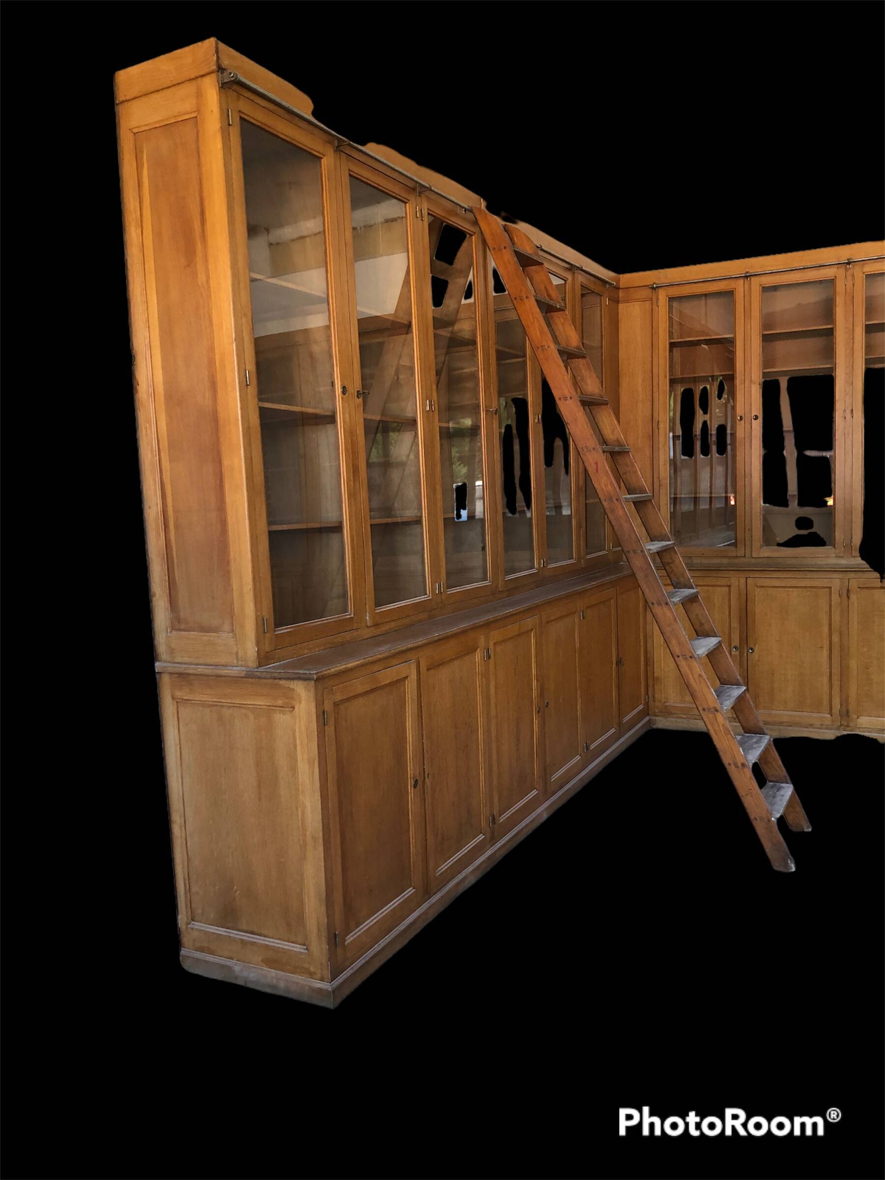 Large corner bookcase or pair of oak bookcases