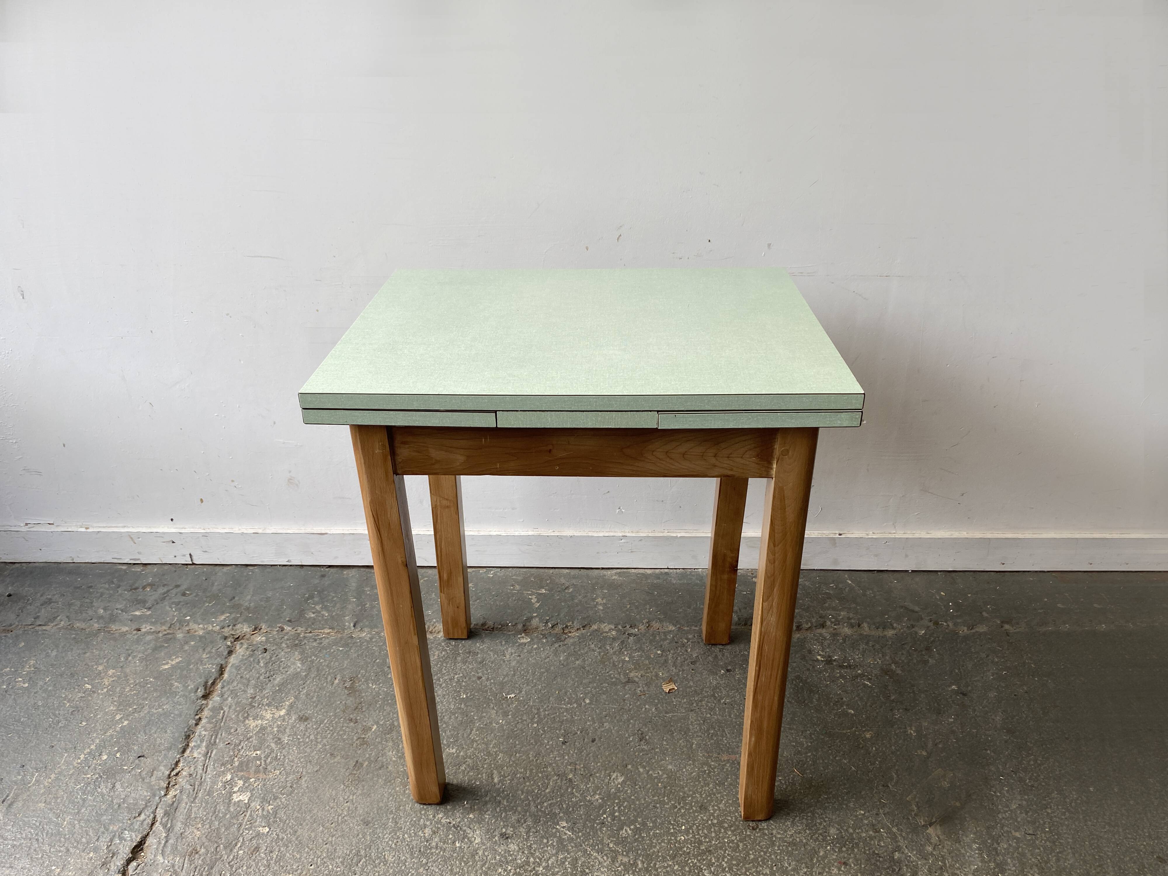 Mid-Century Vintage Draw-Leaf Kitchen Dining Table with Formica Top