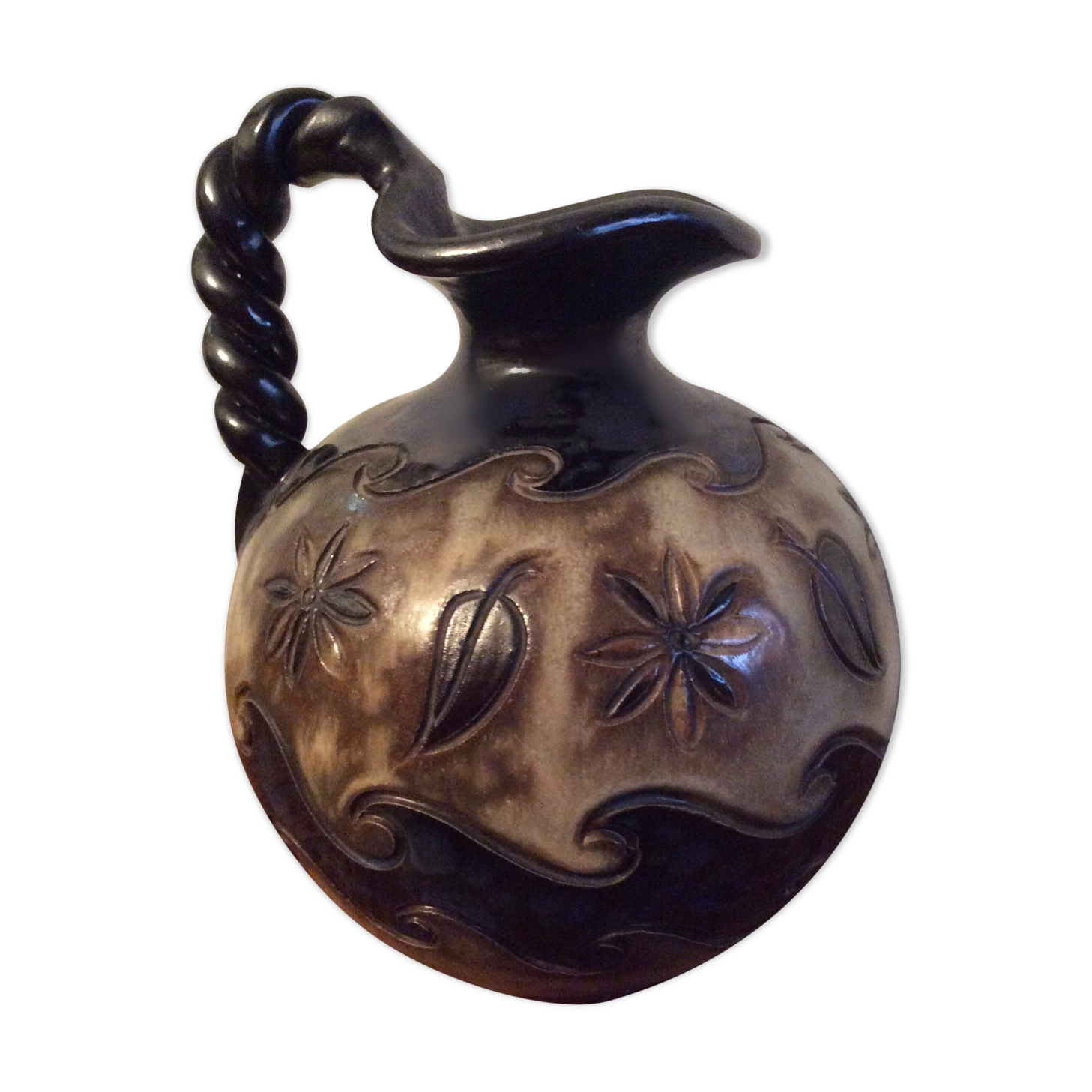 Large ceramic pitcher decorated vintage