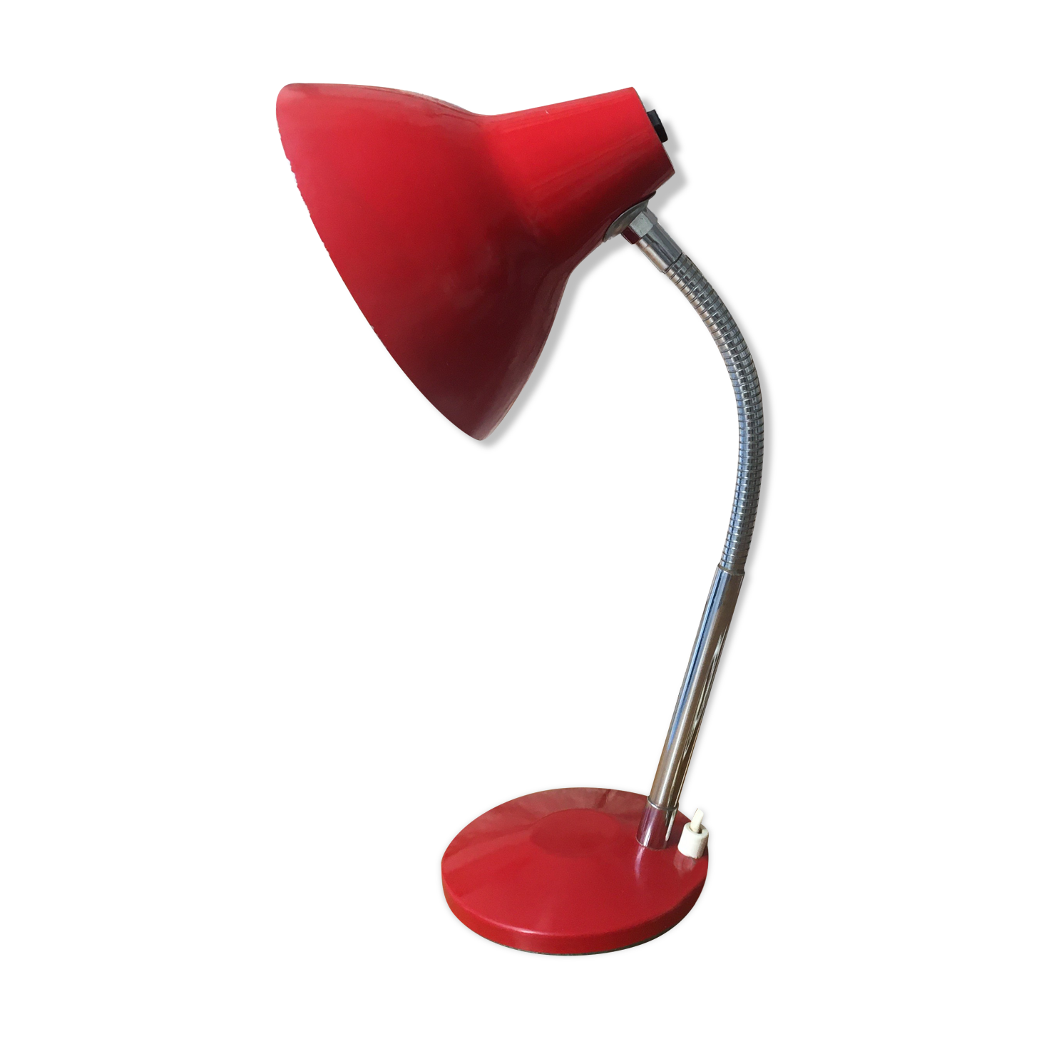 Vintage desk lamp red metal and stainless steel