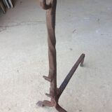 Large pair of twisted andirons with buckle - 19th century