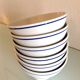 Set of six white bowls with blue edging from the Sarreguemines faience factories / vintage 70s