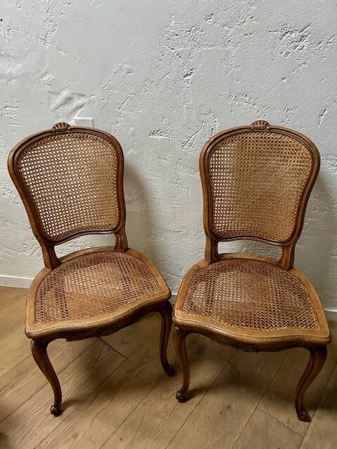 Set of 4 caned chairs