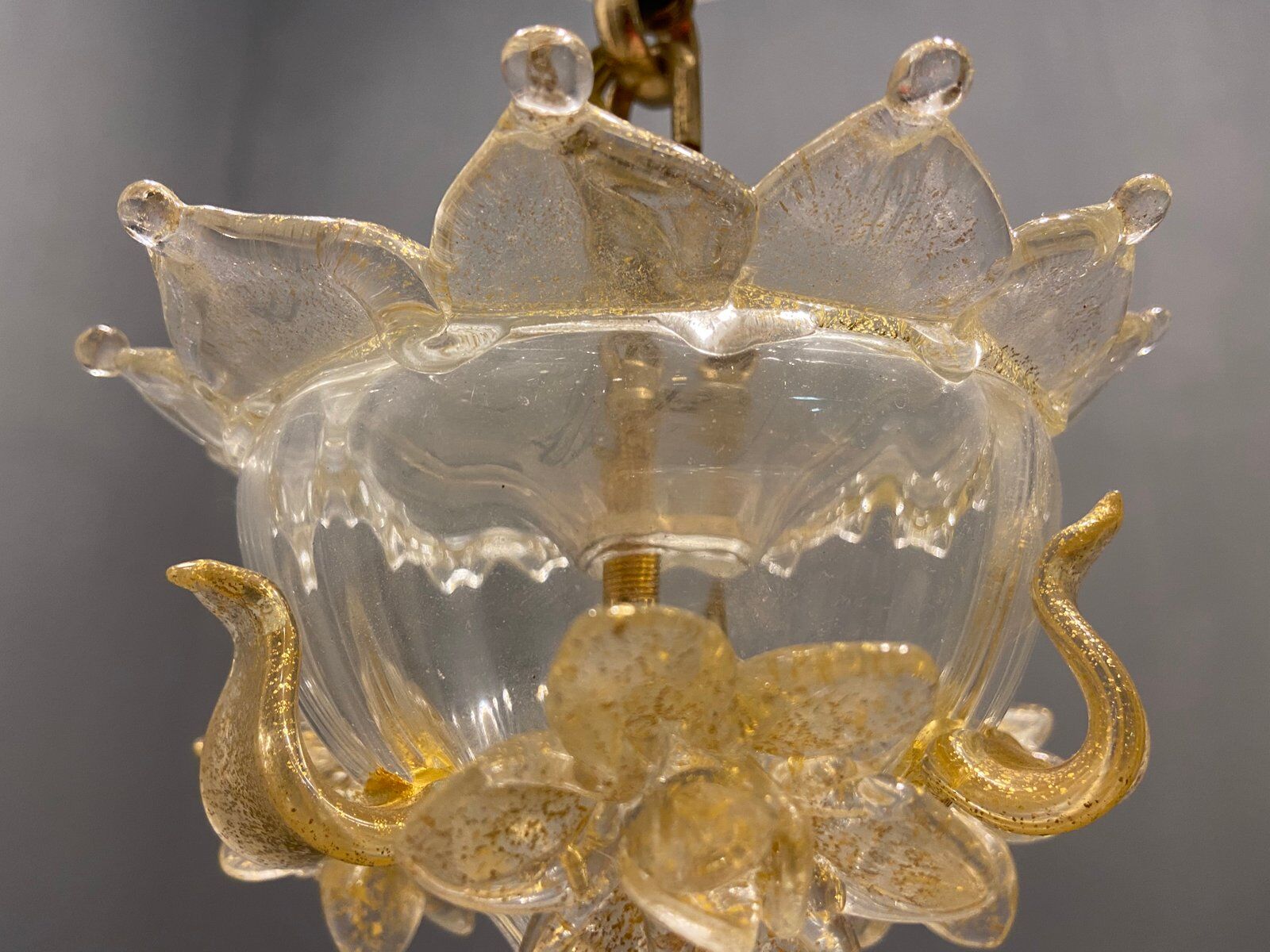 Italian Murano Glass Gold Chandelier by La Murrina