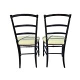 Pair of Napoleon III chairs in black stained wood