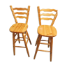 Set of 2 wooden stools & solid pine